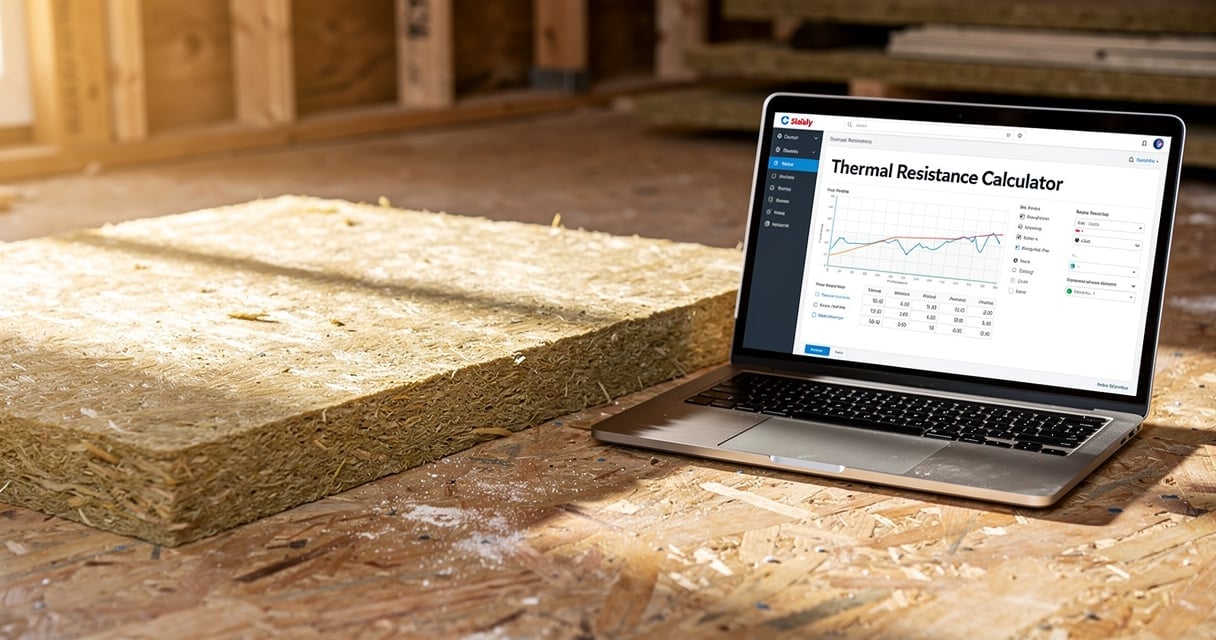 Panneau de fibre de bois Homatherm sur chantier avec outil de calcul de résistance thermique